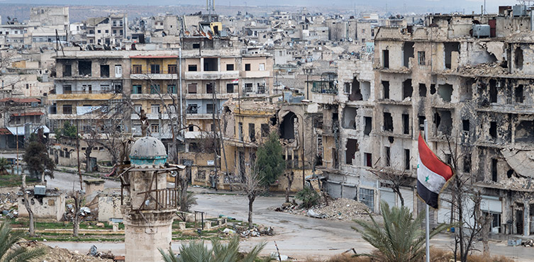 schodnie Aleppo - całe dzielnice zostały zniszczone przez wojnę domową w Syrii.